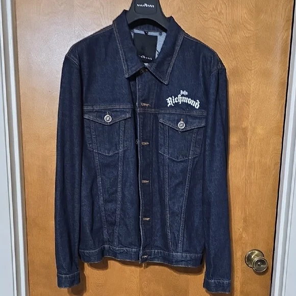 Richmond Men's Dark Blue Denim Jacket - Picture 1 of 7